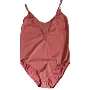 PINK Victoria's Secret Bodysuit Spaghetti Strap Seamless Mesh Panel Sienna M
